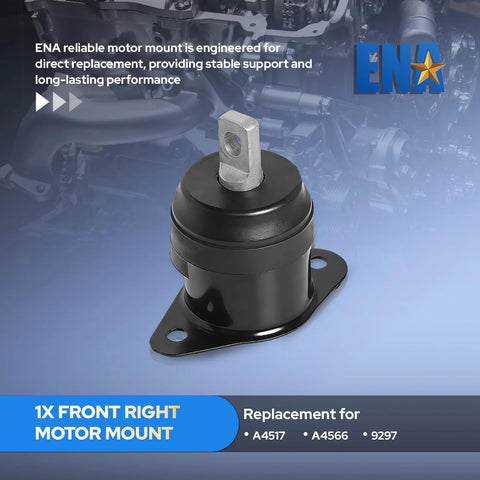 Front view of single front right motor mount for Honda Accord, replacement part, Six Piece Drop In Engine And Transmission Mount Set For Honda Accord 2003 2004 2005 2006 2007 2.4L Automatic Replacement Kit With Mounts Compatible With A4526HY A4517 A4516 A4510 A4509 A4542