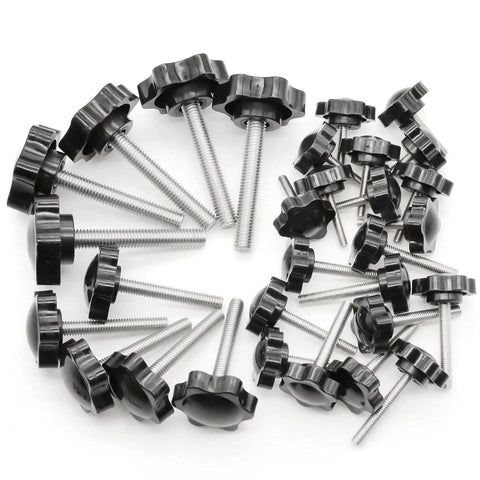 Stainless Steel Hex Shaped Hand Knob Set With Nuts And Flat Washers, M4 M5 M6 M8 Assortment For Quick Removal Clamping Kit