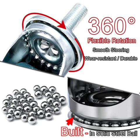 Tough As Nails Silent Roll Caster Wheels With Tight Dual Locks Smooth Glide Pvc Swivel Casters For Furniture Upgrade M10 M12 Threaded Stem Pack Of Four Easy Swap For Beds And Tables