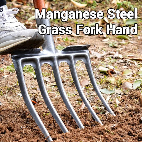 5-Tine Garden Fork Head Replacement For Spading And Digging, heavy-duty manganese steel breaking soil, rust-resistant coating