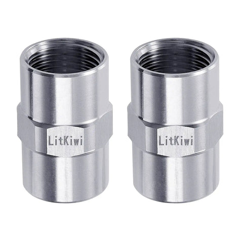 2 Pack Stainless Steel 304 Half Inch Female NPT Pipe Hose Connector Adapters, front view