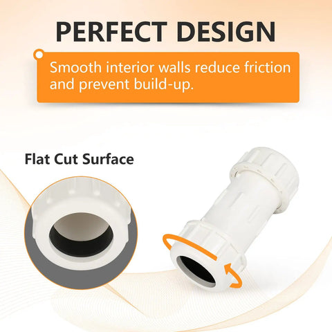 50 Piece 1-1/4 Inch Compression PVC Coupling COM X COM Pipe Fitting Top Shelf Schedule 40 Plastic Connector showing smooth interior design.