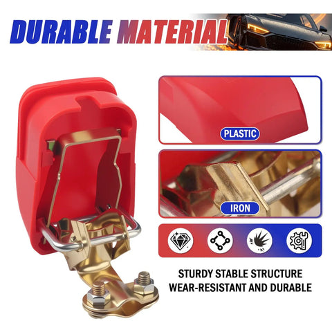 Smart Copper Battery Clamps With Quick Release showcasing durable plastic and iron construction for secure car battery connection.
