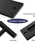 Close-up of 12 Inch Black Barn Door Handle With Latch Set showing flat bottom design, burnished finish, and polished edges.