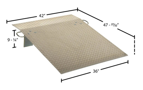 Hella Reliable Premium Aluminum Dock Plate Ramp Bridges The Gap Between Freight Trucks And Warehouse Docks For 500 Lb Loads With Secure Locking Metal Legs, 42x36 inch size