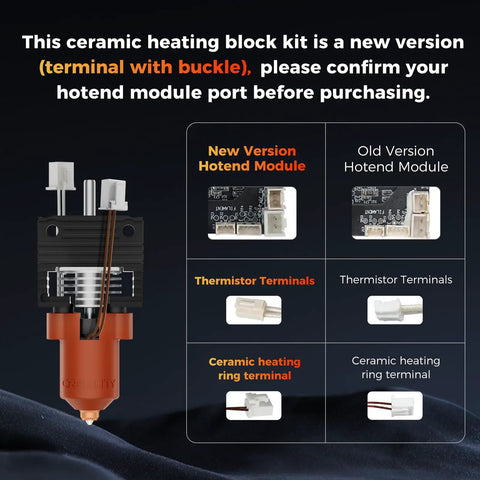 2025 Upgrade Ceramic Heating Block Kit With Buckle Terminal, 600mm/s High Speed Hotend And Unicorn Quick Swap Nozzle For K1 Series 3D Printer Fits K1C K1 SE And K1 Max, new version hotend module