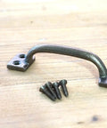 Brass Color Window Drawer Cabinet Pulls Set, 4 Inch Long By 1 Inch Wide With 3 1/2 Inch Center To Center Hole Spacing, displayed with screws