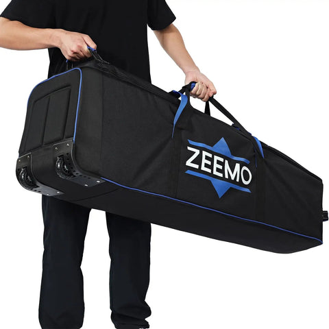 Full Open Golf Club Travel Case With Wheels Airline Approved Protective Cover For Cart Bags And Stand Bags Soft Sided Waterproof Oxford Bag Heavy Duty Black being carried at the side