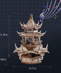 Awesome Wooden 3D Puzzle Lotus Pavilion Music Box Building Kit For Adults With 619 Precisely Cut Parts And Included Tools Wax Sandpaper DIY Wood Craft Gift For Men And Women Creative Assembly Hobby Toy For Mindful Play, 11.18 in tall