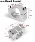 52mm mount clamp for Beefy 500W Spindle Motor For CNC Router, Air Cooled ER11, with detailed measurements and metal construction.
