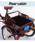 Adult Folding Three Wheel Tricycle With Front And Rear Dual Brakes Pneumatic Spoke Wheels Back Cabin Cargo Adjustable Seat and Handlebar PU Saddle