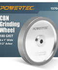 Knockout Performance 6 Inch CBN Grinding Wheel 180 Grit For Bench Grinder, displaying 6x1 inch diameter with nickel finish.
