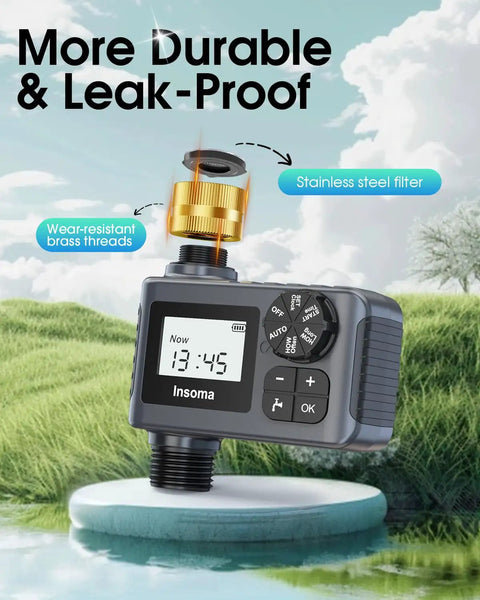 Heavy Duty Brass Water Timer For Outdoor Garden Hose With Rain Delay And Manual Mode Automatic Drip Irrigation Controller