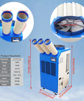 Heavy Duty 220V Industrial Air Conditioner Portable Spot Cooler With Three Adjustable Airflow Ducts And Smart Panel Controls For Shops Or Warehouses Chillin The Area Straight Up All Weekend Long showing three ducts and digital controls.