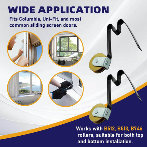 Six Pack Sliding Screen Door Rollers With M Shaped Tension Springs, One Inch Concave Steel Ball Bearing Wheels For Smooth Quiet Glide