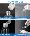 How to use the Four Pack 3.4 Oz Travel Bottles Set for Toiletries, TSA Approved, Leak Proof, BPA Free Eco Friendly PET bottles.