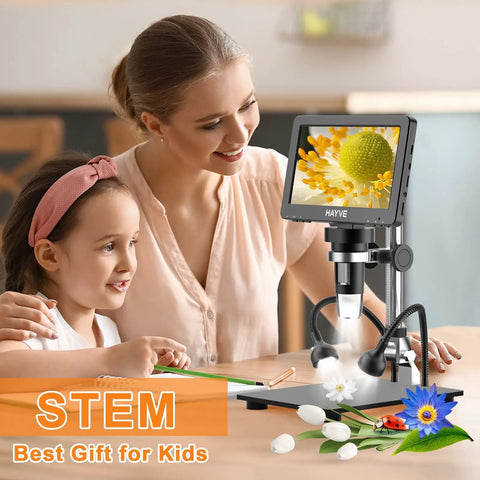 7 Inch HDMI Digital Microscope With 1200X Coin Magnification For Lit Coin Viewing On TV Or Monitor, USB PC Recording With 32GB Card, Capture Every Detail Of Your Coins In High Definition in STEM use