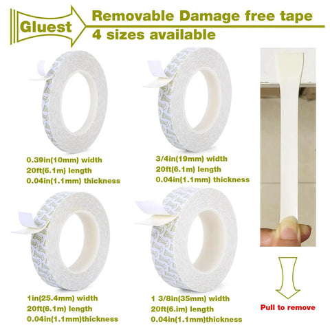 Damage Free Double Sided Tape Three Quarters Inch Wide By Twenty Feet Removable Mounting Strips For Posters Photos Art Rugs And Carpets Heavy Duty Wall Adhesive Foam Tape For Damage Free Hangs, 3/4in roll