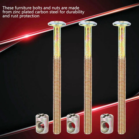 Heavy Duty Furniture Bolts And Barrel Nuts Set M6 Hex Dowel Bolts With Cross Dowel Nuts 100Mm Zinc Plated Steel bolts and nuts.