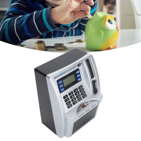 Cool Kids ATM Piggy Bank With Debit Card, LCD Screen And Voice Prompts, real money deposits, automated money counting, note slot
