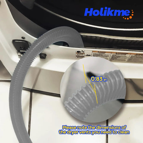 Dryer Vent Cleaner Kit 2 Piece Upgrade Pro Grade Quick Lint Removal And Airflow Restore With Vacuum Hose Attachment and size detail