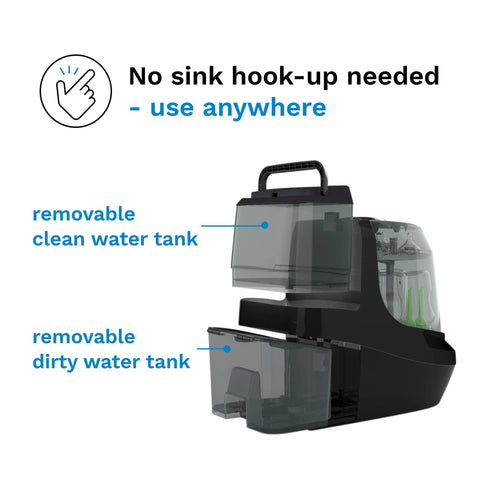 Baby Brezza Bottle Washer Pro, black all-in-one baby bottle sterilizer and dryer with removable clean and dirty water tanks