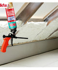 Heavy Duty Class A Fire Rated Spray Foam Insulation Kit Pro Trigger Gun applying insulation in attic space.