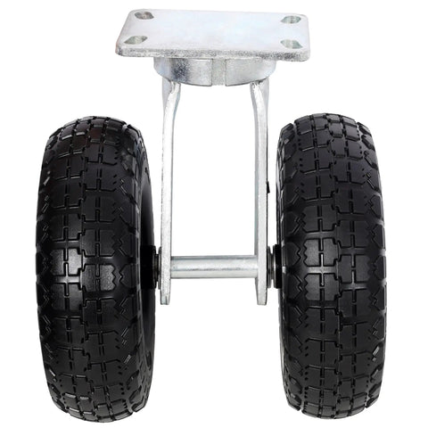 10 Inch Dual Flat Free Swivel Caster Ready To Roll Built Tough For Rough Floors 660 Lb Heavy Load Capacity PU Foam Wheel With Roller Bearing Zinc Plated Industrial Swivel Wheel For Fragile Equipment Transport, front view