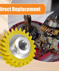 2 Pack W10112253 Mixer Worm Gear Replacement shown with plastic gear and metal hub for stand mixers