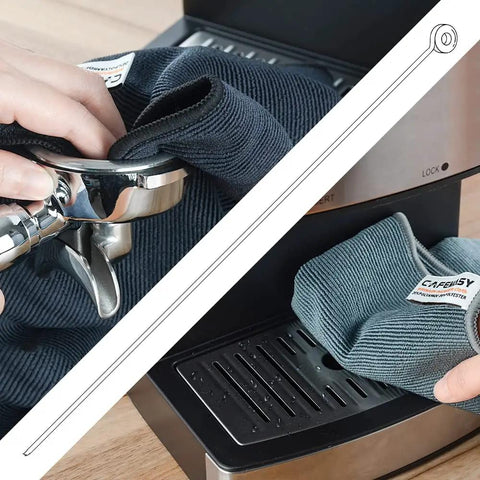 Barista Cleaning Towel Set With Hook Pack Of 3 Microfiber Cloths For Espresso Machines Steam Wand And Coffee Bar Counter Maintenance