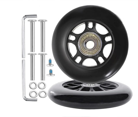 Replacement 75mm Luggage Wheel 24mm Wide Inline Roller Wheel With 8mm Bearing Includes 35mm And 40mm Axles Wrench Set