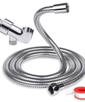 Super Flexible Expandable Shower Hose 69 Inch Extra Long For Bathing And Toilet Cleaning Leakproof Water Hose Extension With Adjustable Holder Blue Finish silver coil