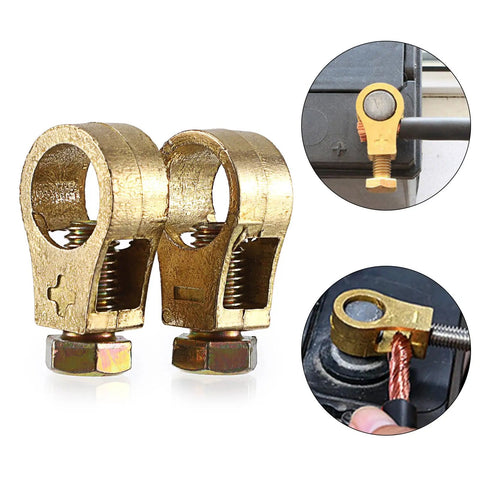 Two Pairs Pure Copper Battery Terminal Clips For Cars With Washers And Gaskets Positive And Negative Top Post Cable Connectors