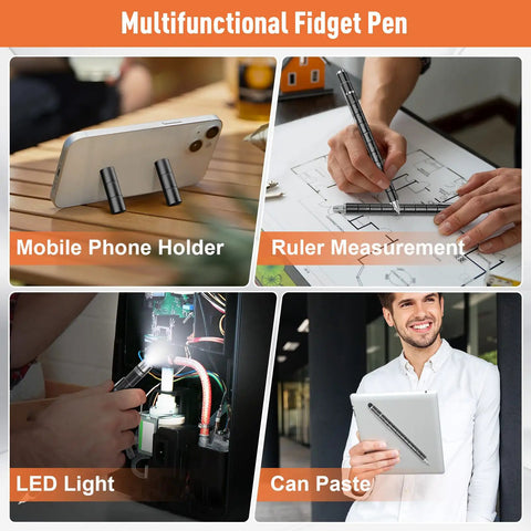 Dope Multifunction Fidget Pen Gift For Men And Women Graduation Gift For Him Or Her LED Light Ruler Touchscreen Pen DIY Toy Gadget