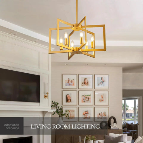 Modern farmhouse living room with Six Light Kitchen Island Pendant Lighting Over Island With Glass Decor Dope Modern Farmhouse Look In Black And White Gold Finish Perfect For Dining Room Living Room Cafe Or Bar.
