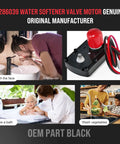 7286039 water softener valve motor with red and black components on a dark background