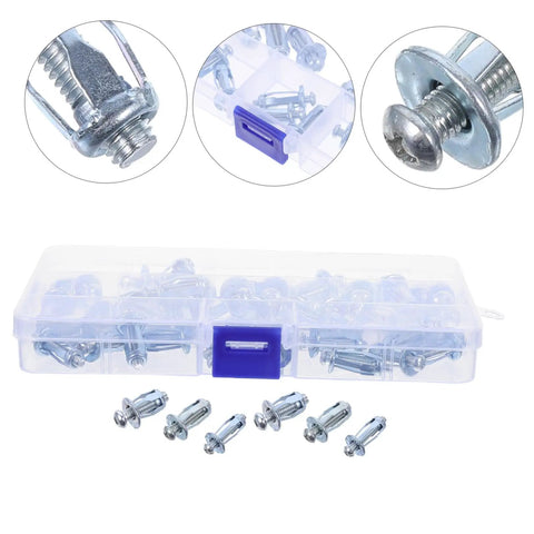 Expansion Screw And Petal Nut Kit For Quick No Fuss Fastening In Home Projects M4 M5 M6 Metal Anchors 35 Piece Hollow Wall Petal Expansion Bolts For Iron Skin And Plasterboard, silver kit in plastic case