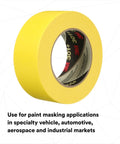 Industrial Strength Yellow Masking Tape For Paint Masking In Automotive And Specialty Vehicle And Industrial Applications, 36 Mm By 55 M, High Hold Performance With Easy Visibility, Case Of 24, side view