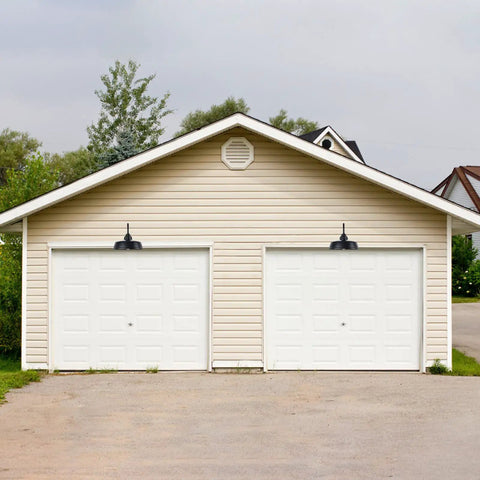 Double garage with Gooseneck Barn Lights Outdoor Fixture 15 Inch Farmhouse Style Black Exterior Sconce Wall Light for illumination