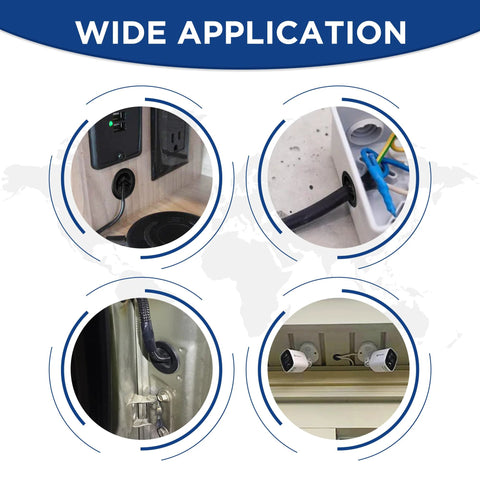 Applications of 55 Pcs Rubber Grommets Kit With Six Assorted Sizes in wiring protection and waterproof firewall hole plugs.