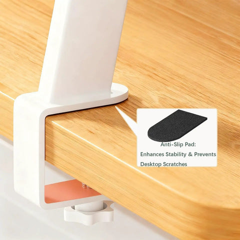 Grab These Rock Solid 2 Pack Desk Clamp Brackets For Heavy Duty Floating Table Support, showcasing anti-slip pad for stability.