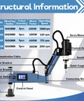 No Sweat Electric Tapping Arm With Lcd Touch Screen showing structure info, including models, power, and components.