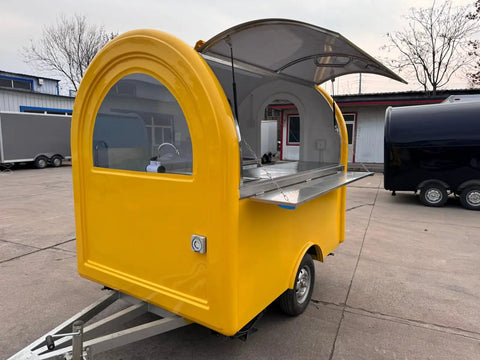 Kickstart Your Side Gig With This Rock Solid Custom Concession Food Truck Trailer Loaded Up With A Full Stainless Steel Mobile Kitchen showcased in yellow.