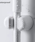 Close-up of a waterproof Three Pack Wall Mount Mop And Broom Holder Organizer with Self Adhesive Clips, ABS plastic, non-slip grip.