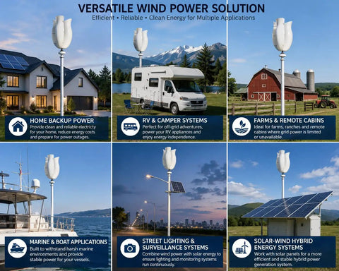 800W Vertical Wind Turbine Kit With 12V 24V 48V Configs, 3 Blade Maglev Wind Generator With MPPT Controller in various applications
