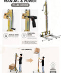 Heavy Duty Portable Manual Lifting Stacker With Effortless Winch For Moving 80kg Loads In The Shop Or Job Site No Power Needed Easy One Man Operation dual mode manual crank and power drill options with 80kg capacity.