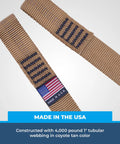 Ape Canyon Outfitters 3 Step Aider For Hunters And Arborists Lightweight Tree Climbing Tool Made In USA Coyote webbing detail.