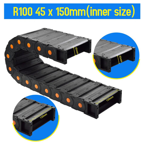 Beefy Heavy Duty Plastic Drag Chain Cable Carrier 1M Closed Type Wire Chain For CNC Router And Industrial Equipment, R250 Bend Radius