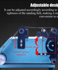 UILMLIO 950W Mini Electric Belt Sander Benchtop Grinder with adjustable design for sand belt tension improvement.