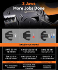Heavy Duty Wire Crimping Tool For Heat Shrink AWG22 To 10 With 90 Piece Electrical Connectors Kit displayed with terminal specifications.